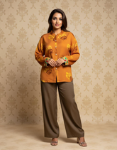 Floral Fusion Viscose Embroidered Shirt