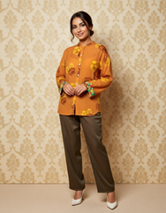 Floral Fusion Viscose Embroidered Shirt