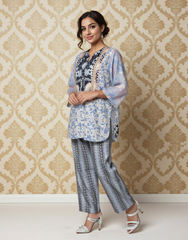 Midnight Blue Viscose Printed Co-ord Set