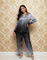 Noir Elegance Satin Solid Co-ord Set