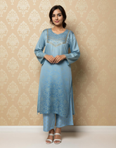 Azure Mist Satin Value Added Kurta Set