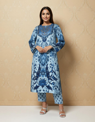 Sky Whisper Satin Printed Kurta Set
