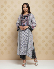 Slate Whisper Linen Value Added Kurta Set