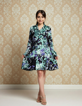 Midnight Petals Printed viscose Dress