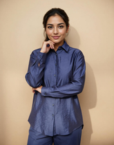 Navy Edge solid viscose Shirt