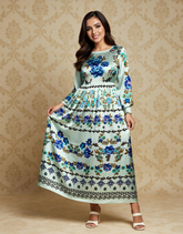 Twilight Garden Printed Satin Dress