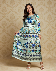 Twilight Garden Printed Satin Dress