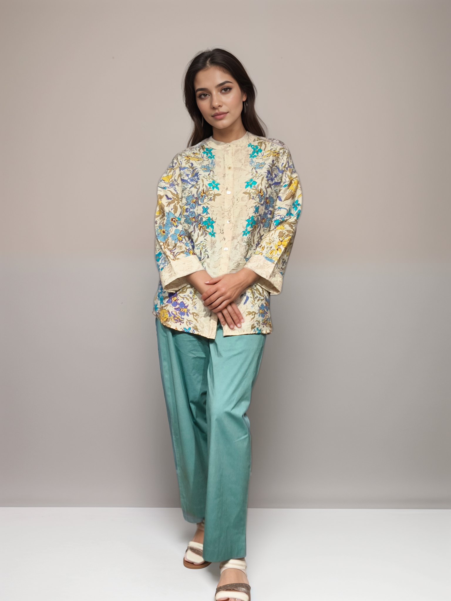 Petal Pop Printed Viscose Shirt