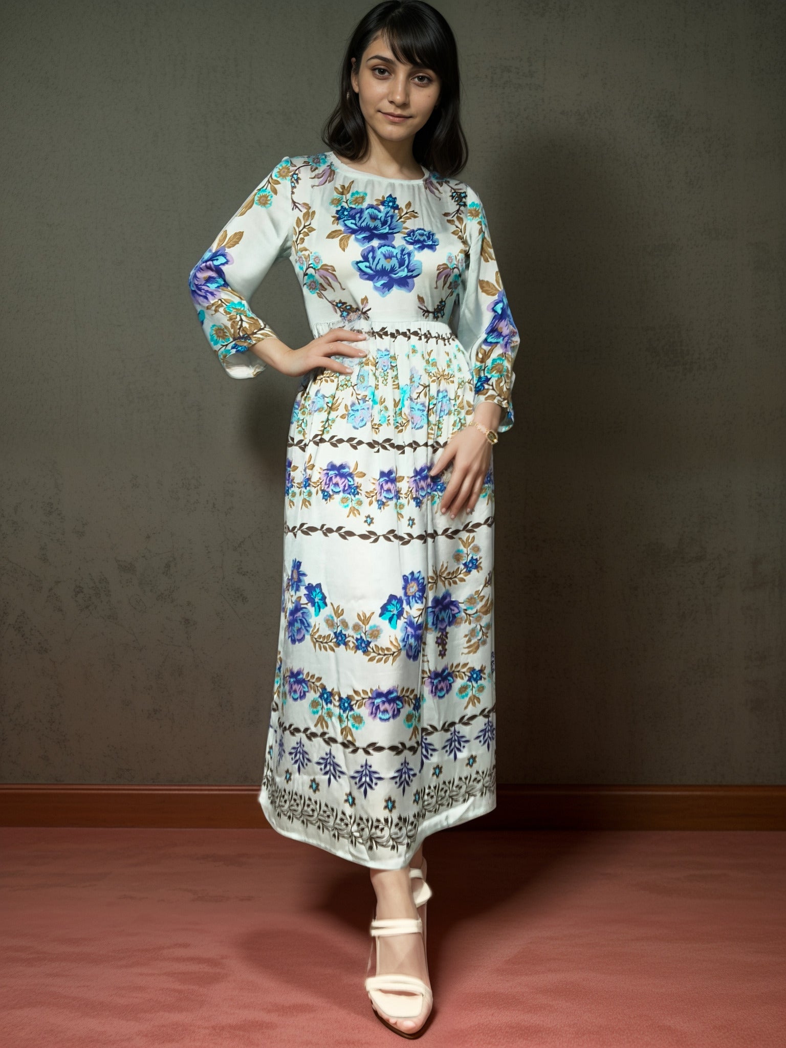 Twilight Garden Printed Satin Dress