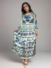 Twilight Garden Printed Satin Dress