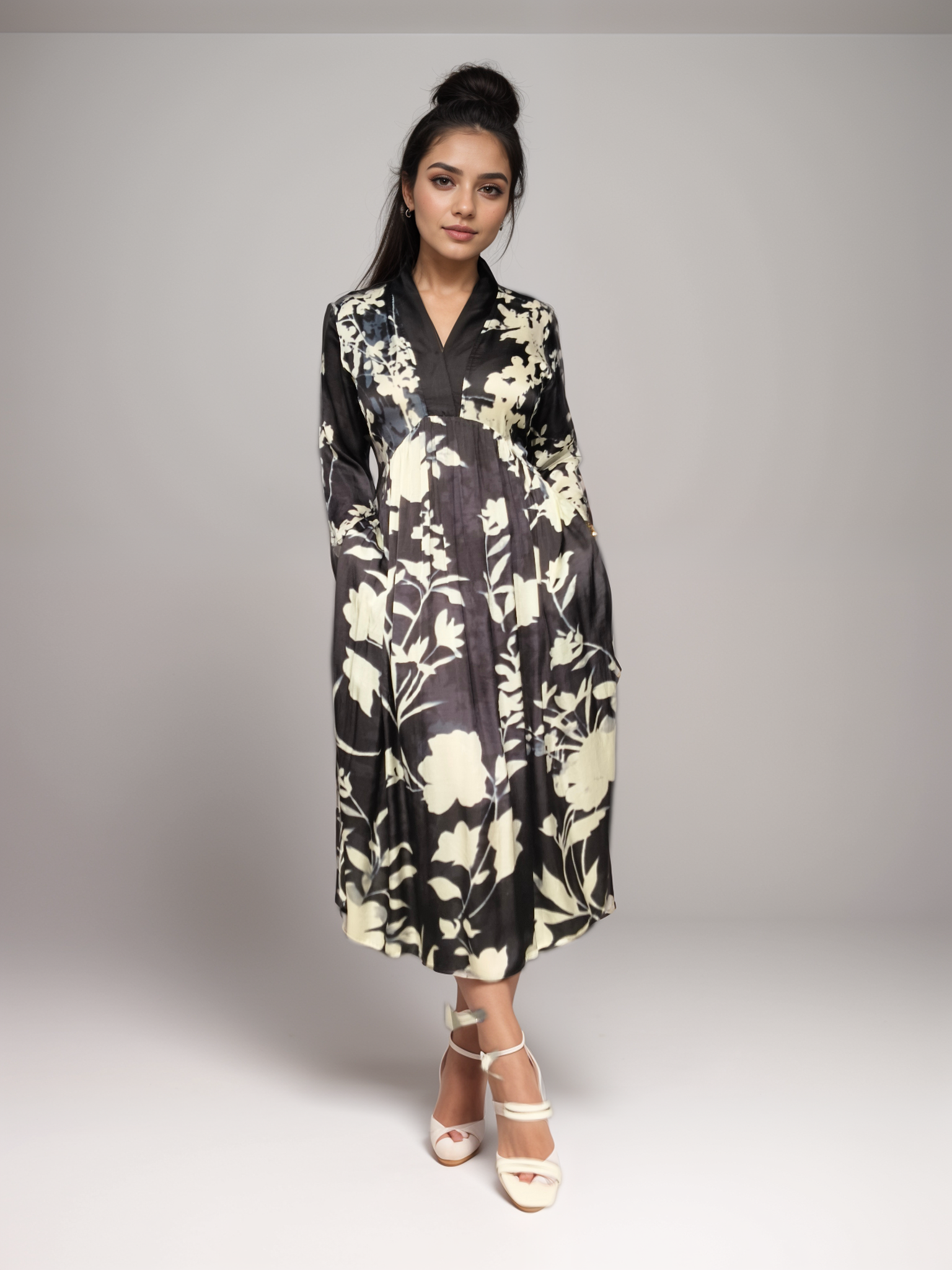 Boho Bloom Printed Satin Dress