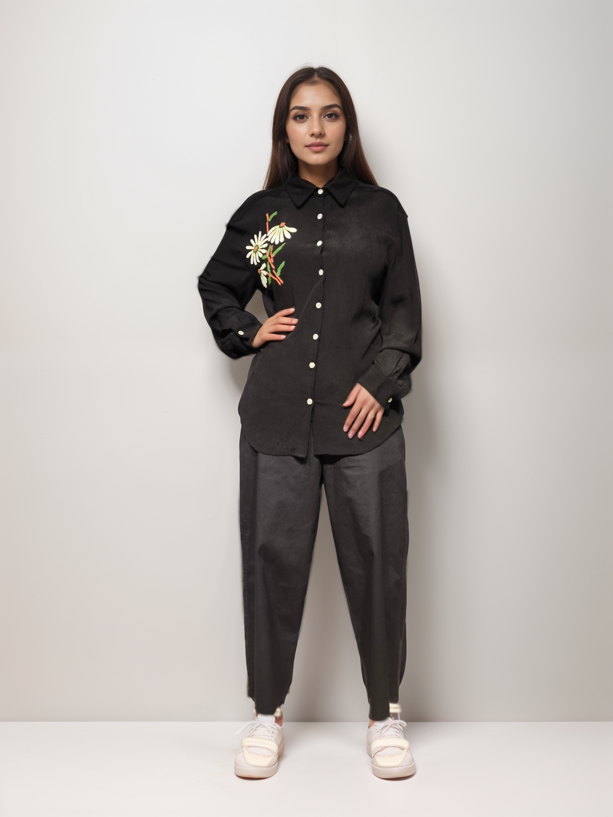 Blackout Basic Viscose Embroidered Shirt