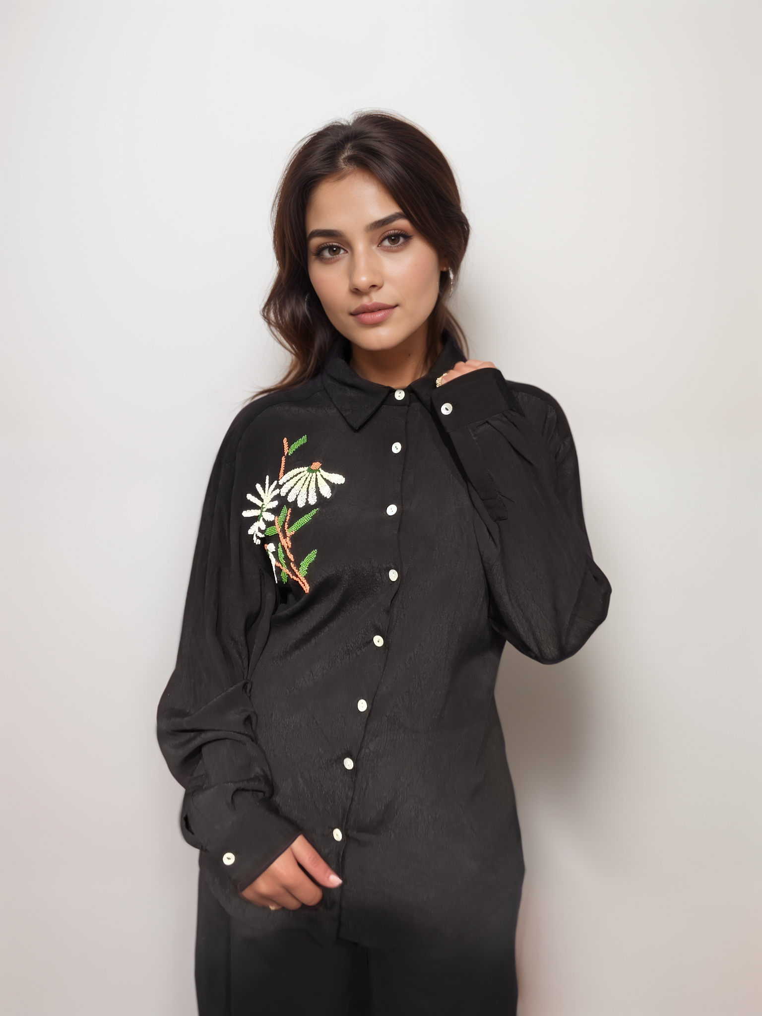 Blackout Basic Viscose Embroidered Shirt