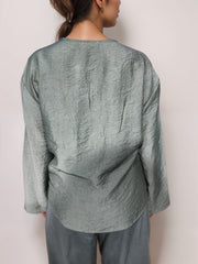 Forest Green ViscoseEmbroidered Solid Top