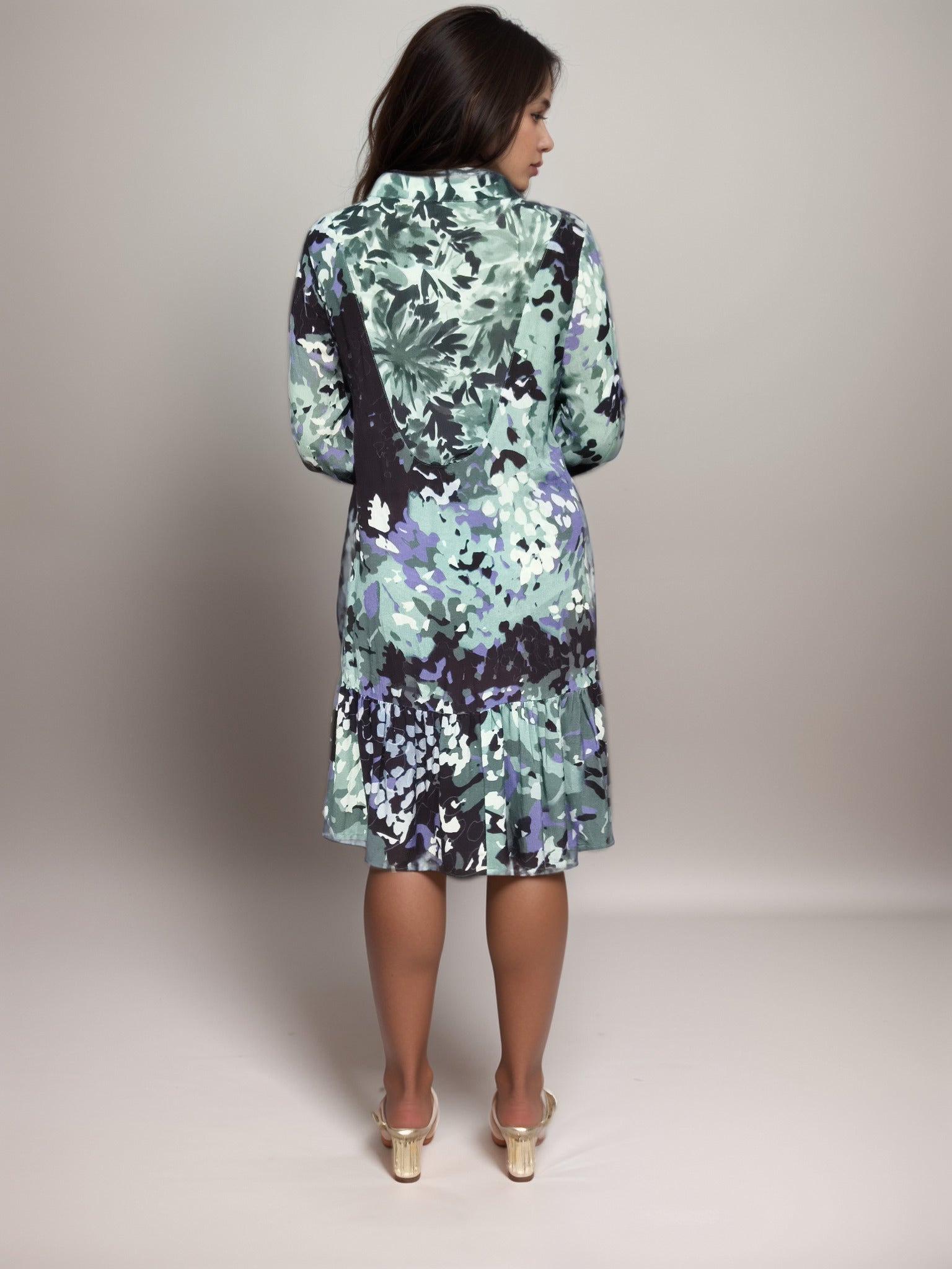 Midnight Petals Printed viscose Dress
