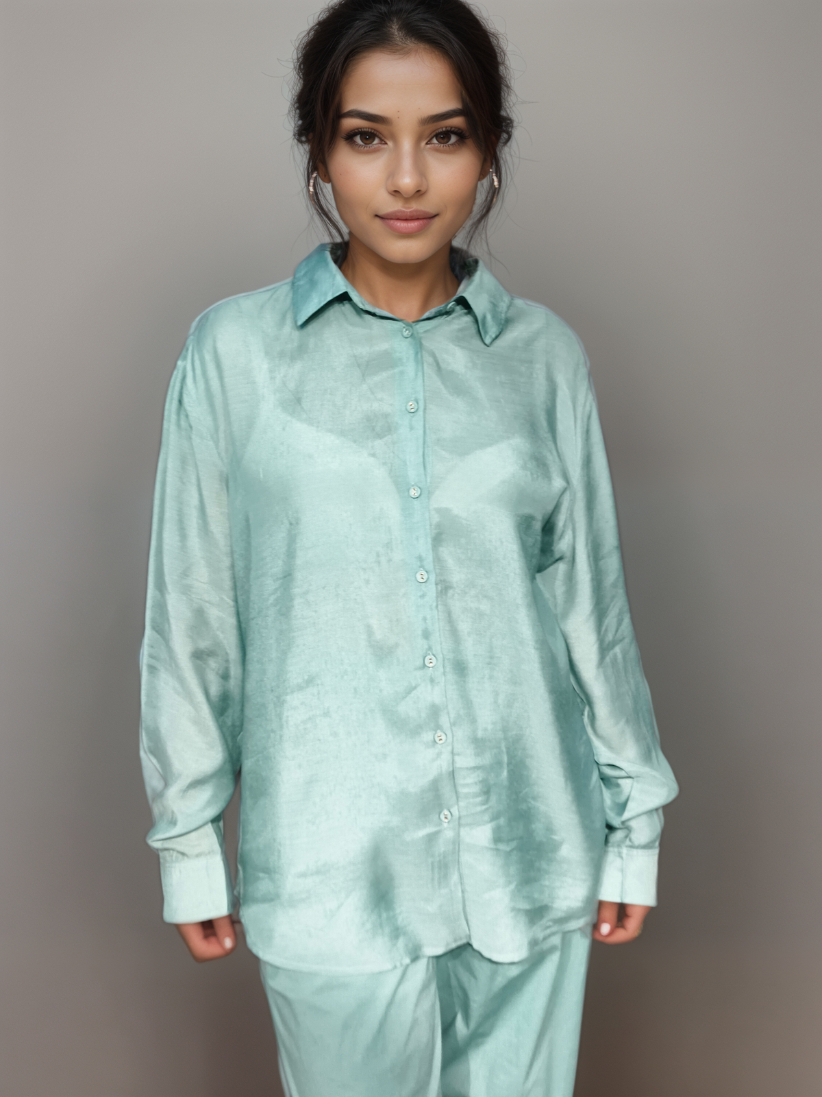 Teal Breeze Solid Viscose Shirt