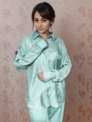 Teal Breeze Solid Viscose Shirt