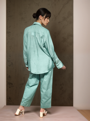 Teal Breeze Solid Viscose Shirt