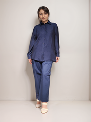 Navy Edge solid viscose Shirt