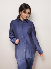 Navy Edge solid viscose Shirt