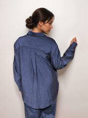 Navy Edge solid viscose Shirt