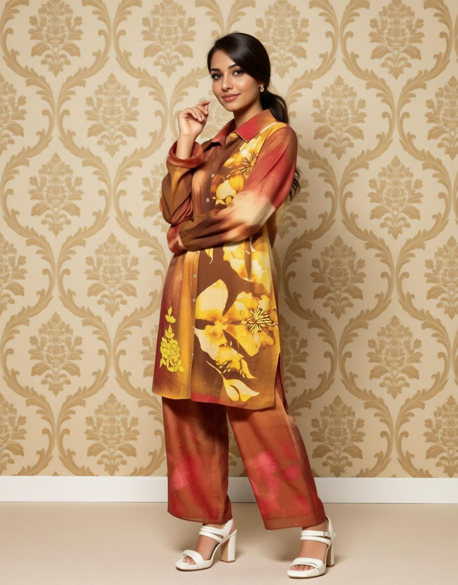 Floral Fusion Printed Viscose Coord Set