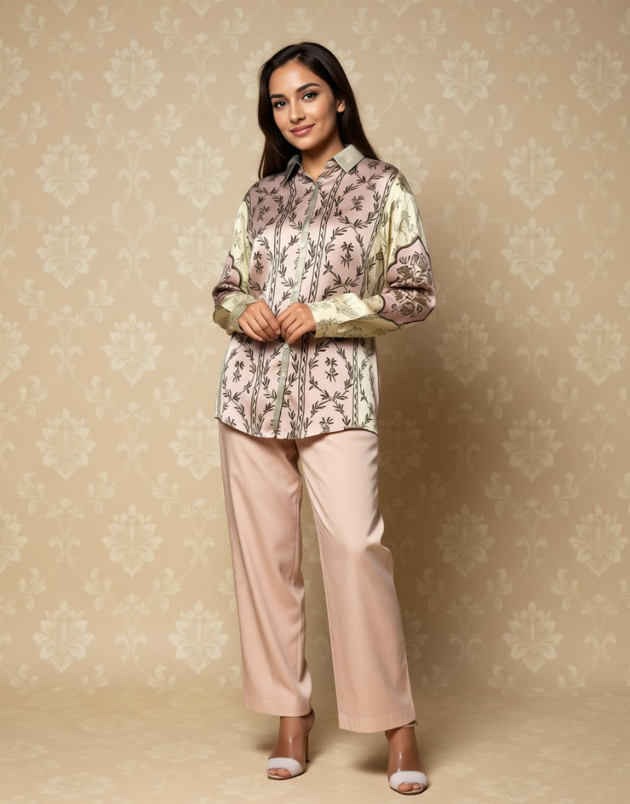 Print Story Printed Satin Shirt