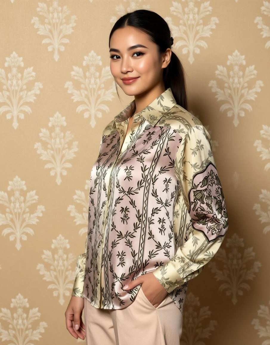 Print Story Printed Satin Shirt