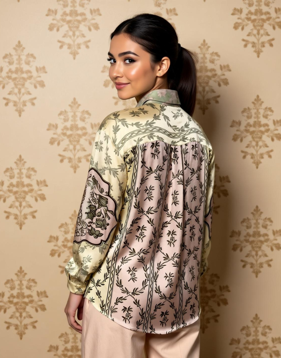 Print Story Printed Satin Shirt