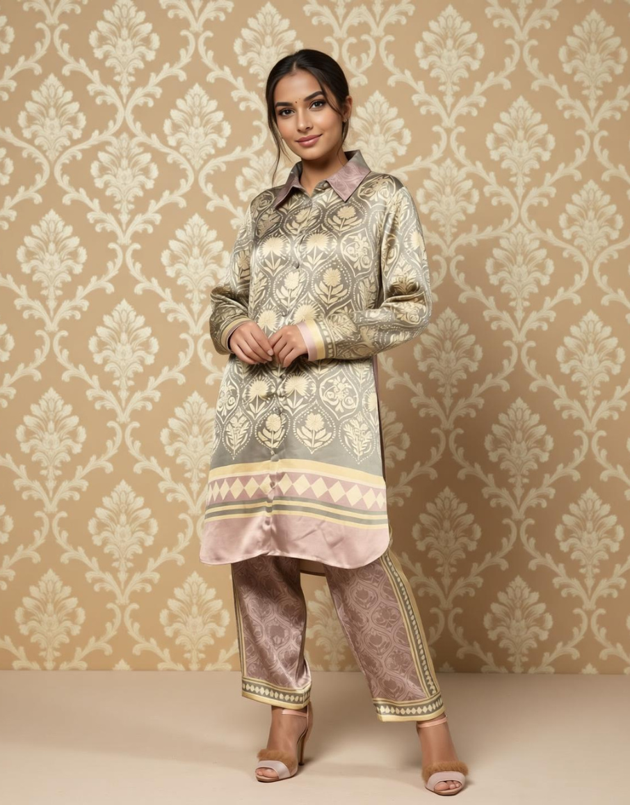 Vivid Verse Printed Satin Co-ord