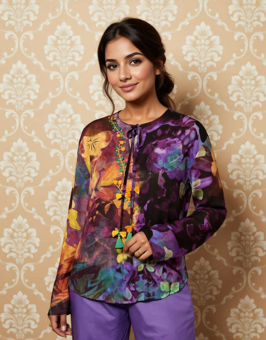 Print Pop Printed Crepe Silk Top