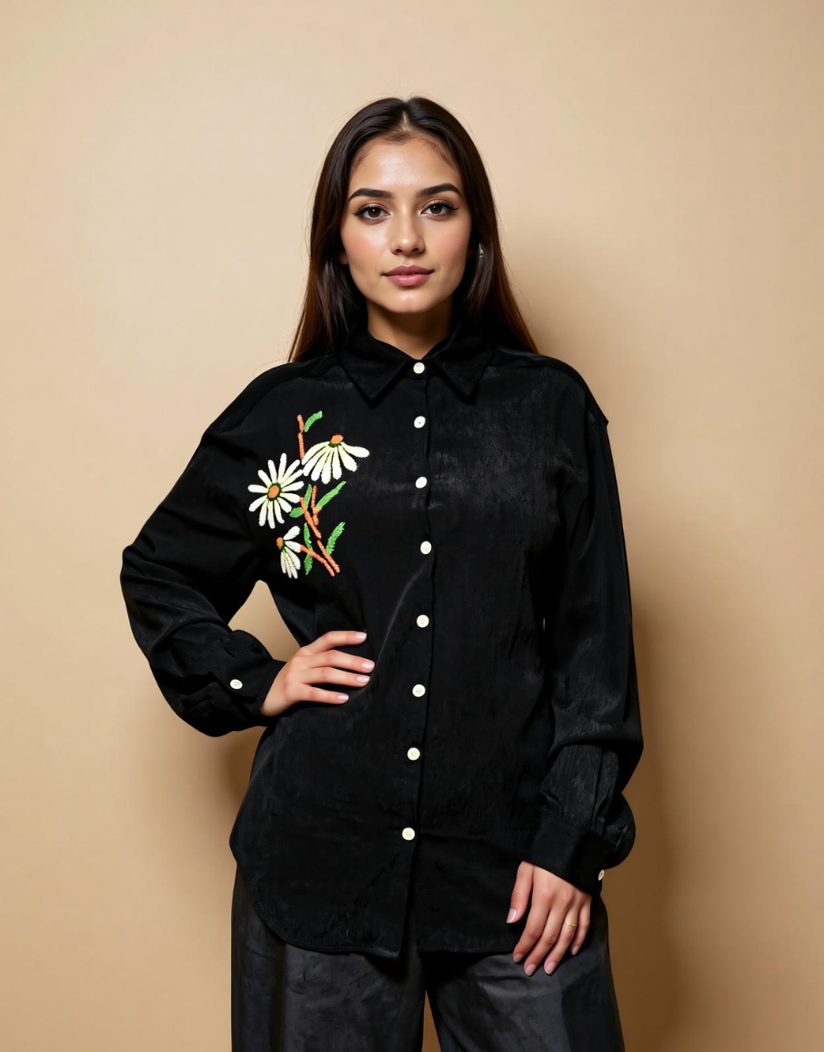 Blackout Basic Viscose Embroidered Shirt