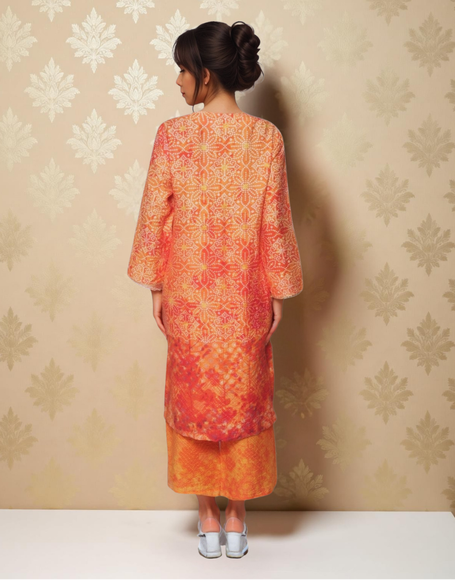 Tangerine Glow Satin Value Added Kurta Set