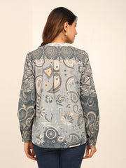 Grey Sunlit Blooms Tops
