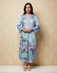 Ocean Haze Satin Value Added Kurta Set