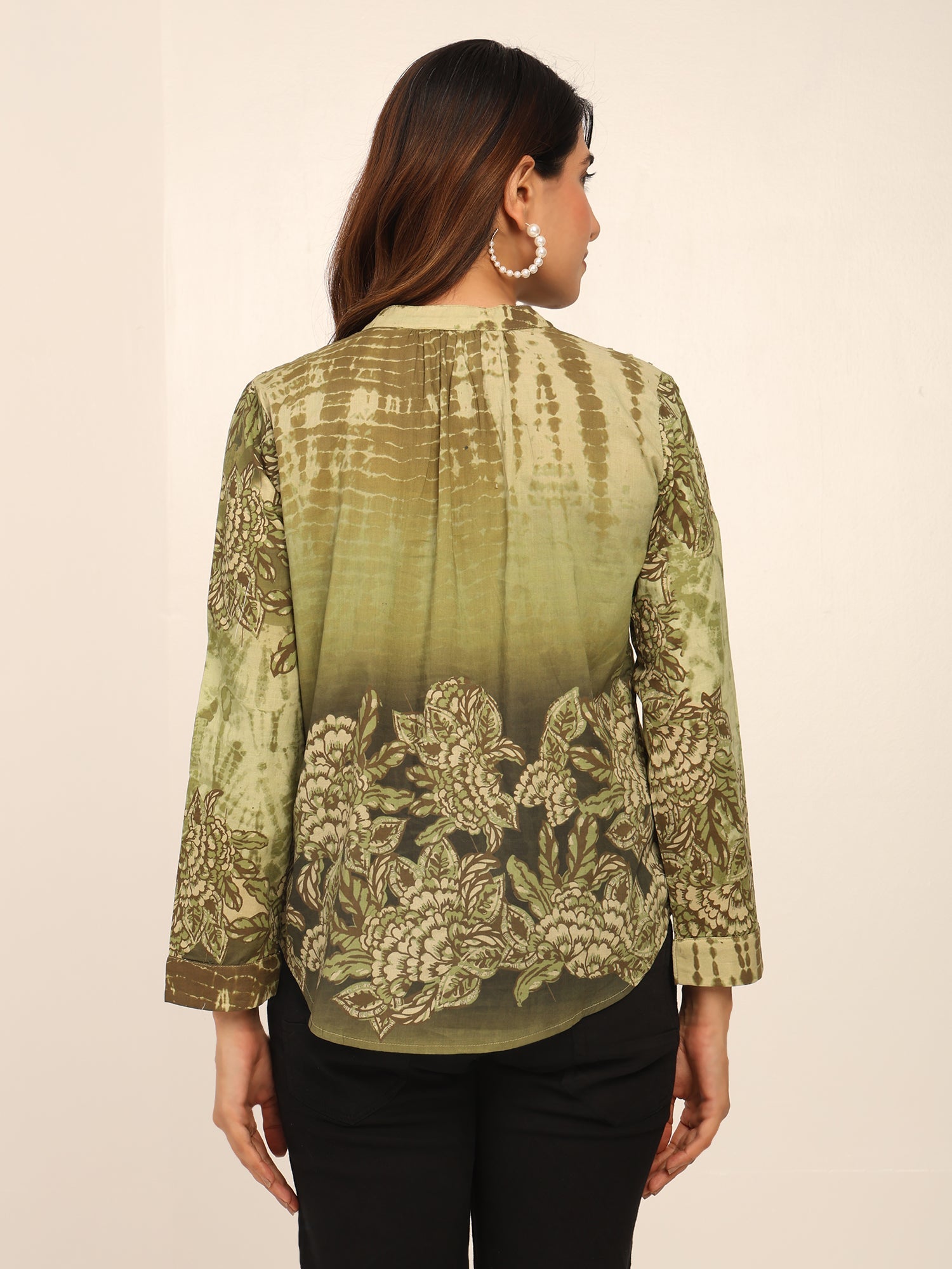 Green Floral Whispers Tops