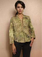 Green Floral Whispers Tops