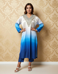 Powder Blue Bliss Satin Value Added Kurta Set