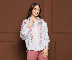 TOSCEE EMBROIDERED ROSE SHIRT
