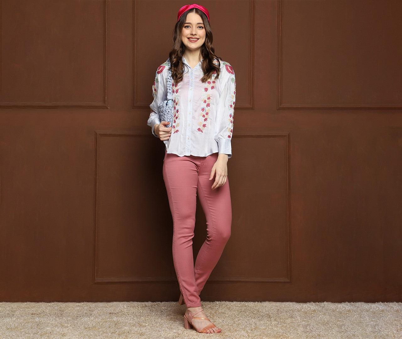 EMBROIDERED ROSE SHIRT - TOSCEÉ