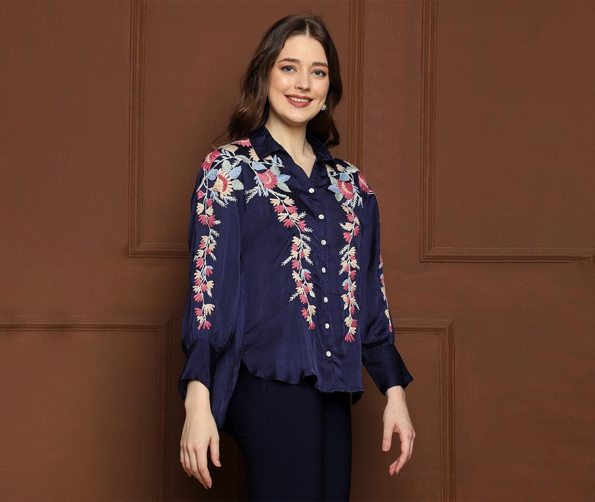 EMBROIDERED ROSE SHIRT - TOSCEÉ