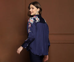 TOSCEE EMBROIDERED ROSE SHIRT