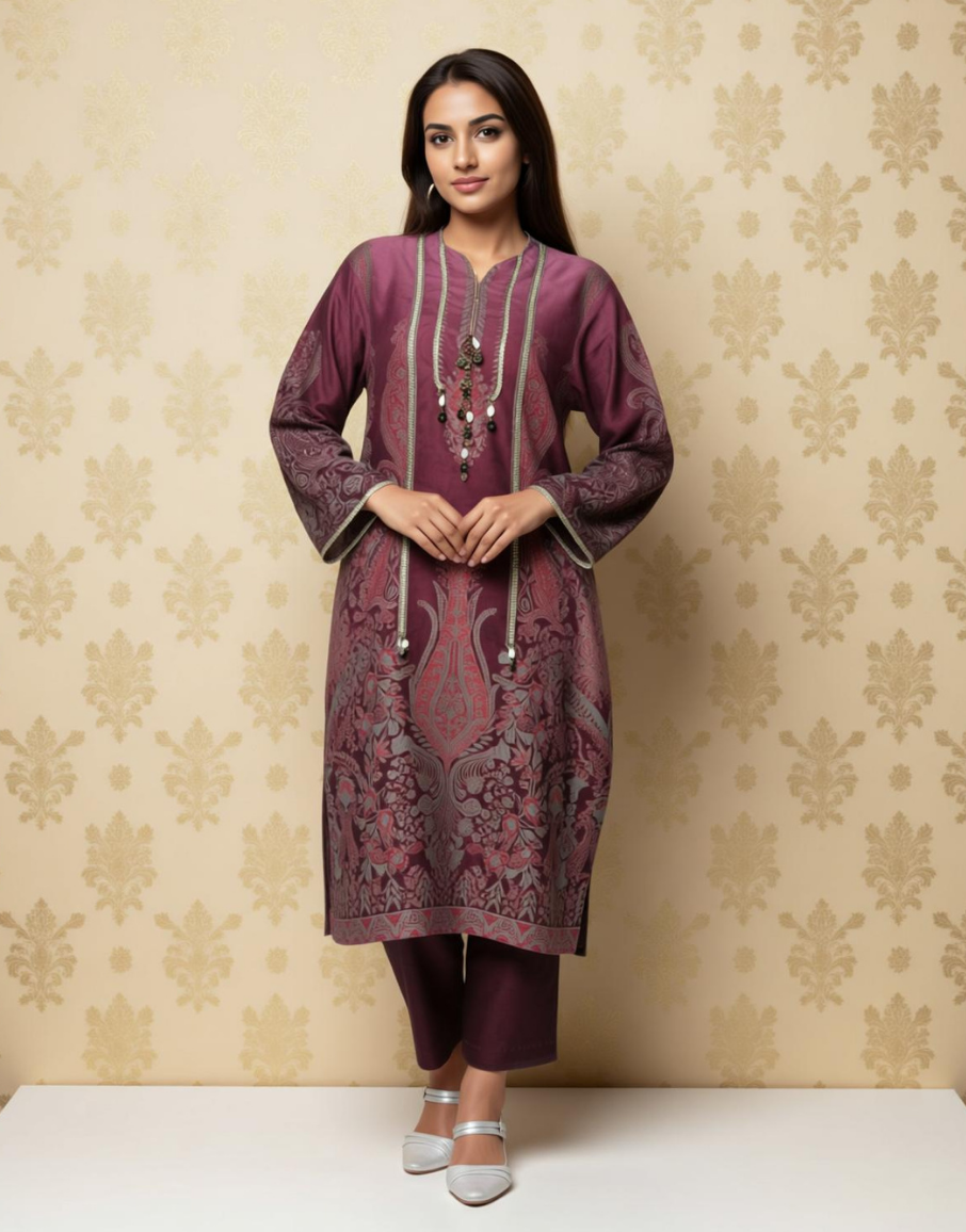 Berry Blush Viscose Value Added Kurta Set