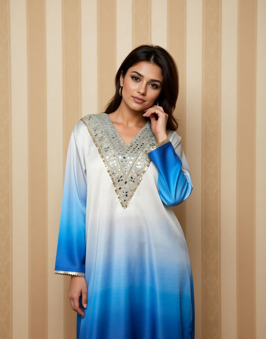 Powder Blue Bliss Satin Value Added Kurta Set