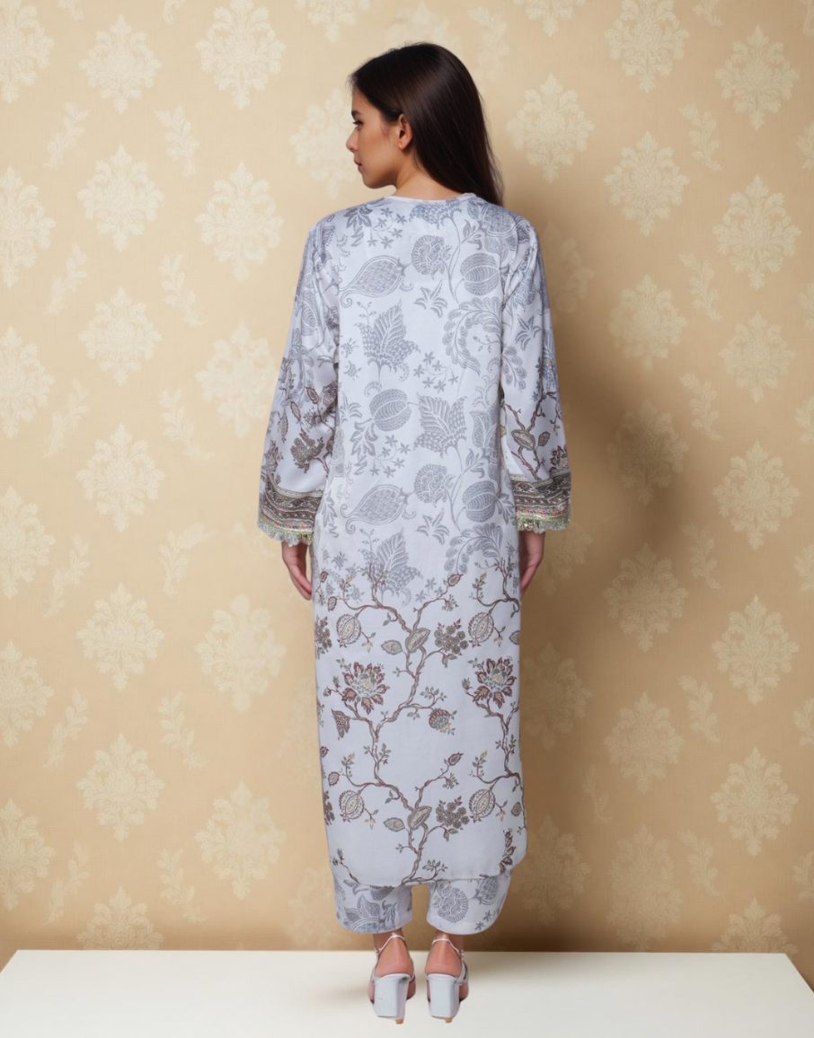 Cream Reverie Satin Value Added Kurta set