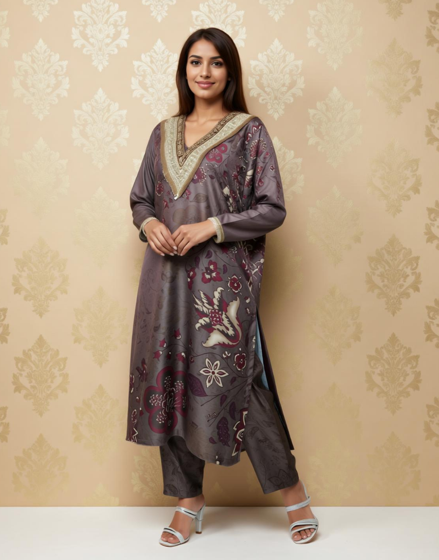 Latte Grace Satin Value Added Kurta Set