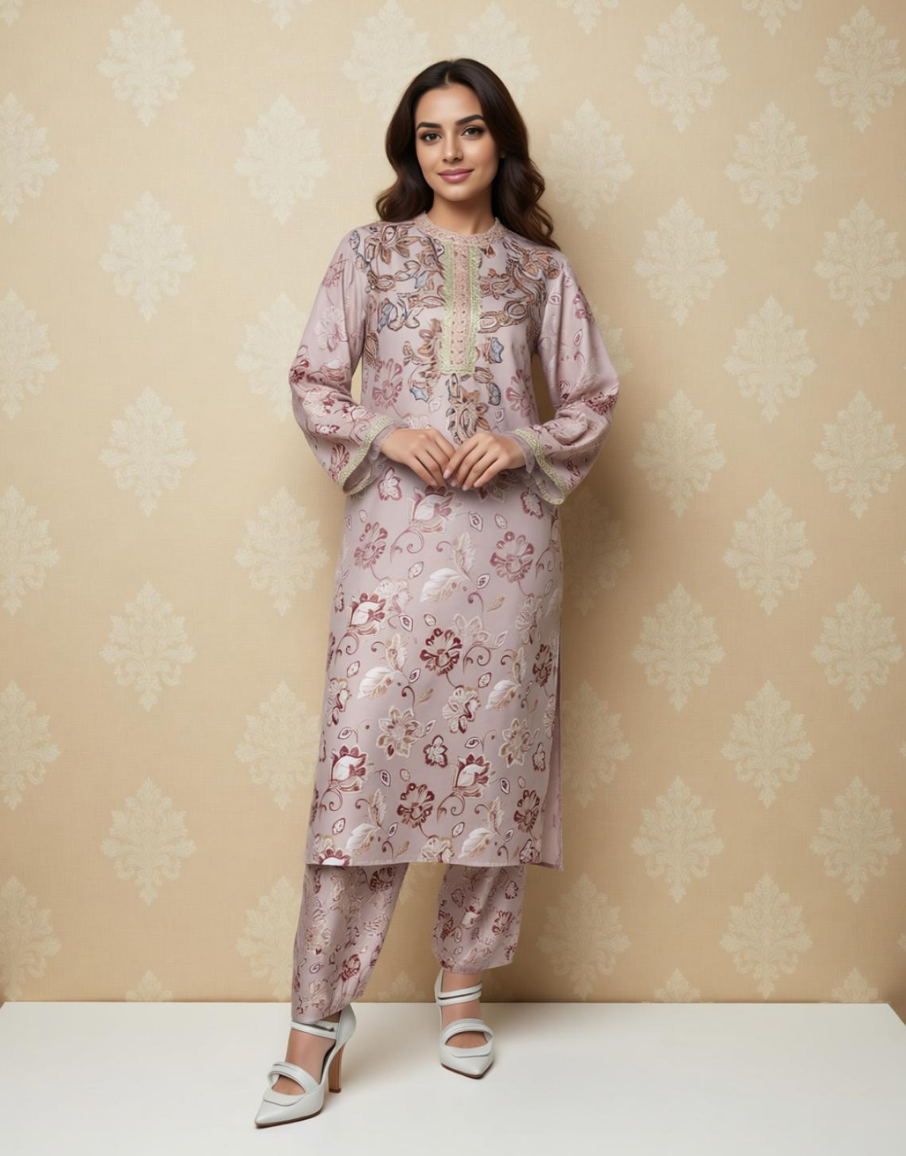 Sandy Bloom Linen Value Added Kurta Set