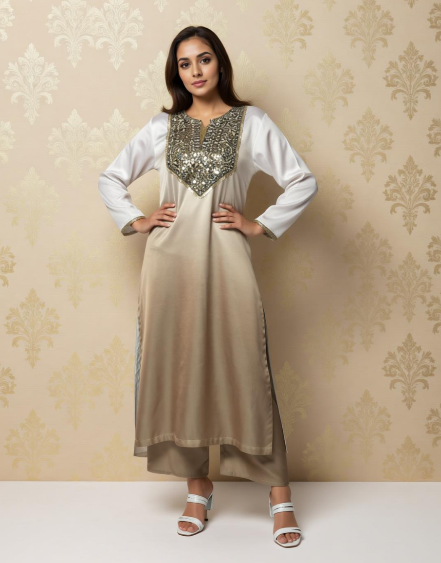 Almond Silk Satin Value Added Kurta Set