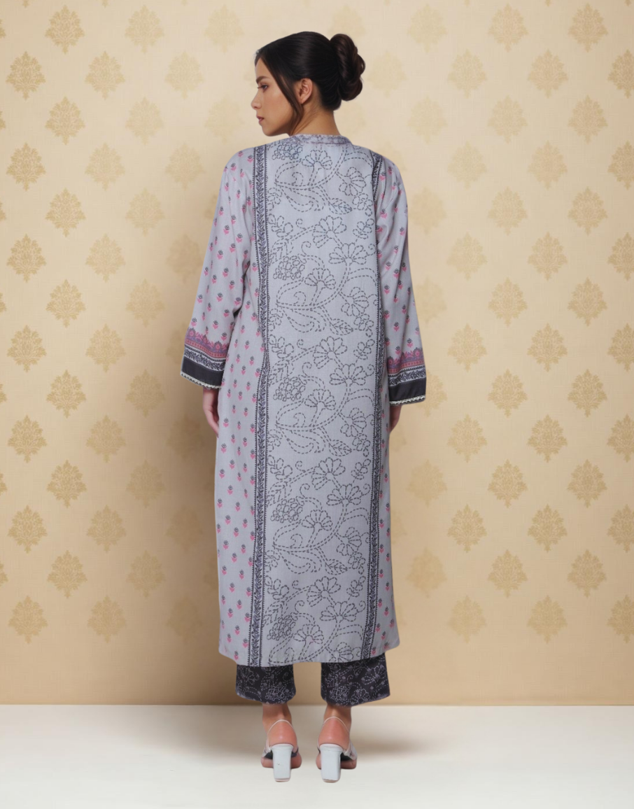 Slate Whisper Linen Value Added Kurta Set