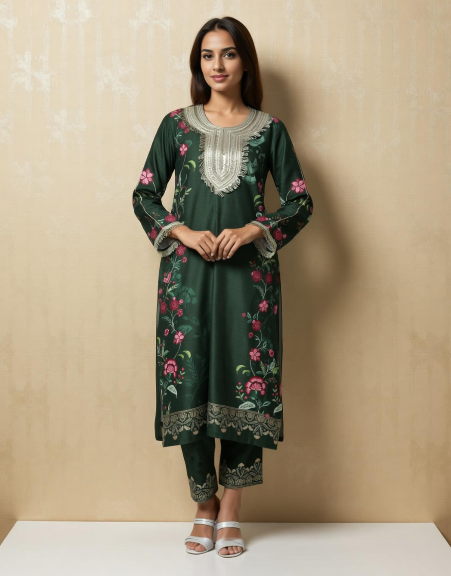 Green Allure Viscose Value Added Kurta set